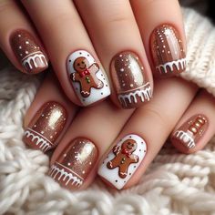 Nails Square Christmas, Cute Xmas Nails, Cheer Nails, Nail Vibes, Christmas Nails Diy, Xmas Nail Art, Kutek Disney, Christmas Gel, 2024 Nails