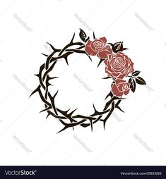 a crown of thorns with roses on white background