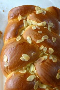 a close up of bread with nuts on it