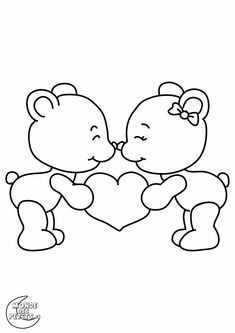 two teddy bears are kissing each other with a heart in the shape of a bear