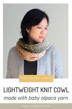 the light weight knit cowl is made with baby alpaca yarn and features an easy