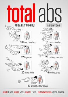 the total abs workout poster shows how to do it in less than 10 minutes or less