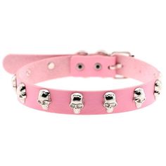 Skeleton Stud Choker Collar PU Leather Punk Rock Style Necklace-Necklace-Innovato Design-Pink-Innovato Design Leather Choker Collars Pink, Cheap Punk Leather Jewelry, Cheap Punk Choker For Festivals, Cheap Punk Festival Choker, Skull Collar, Rock Punk Style, Dark Kawaii, Goth Rock, Women Choker Necklace