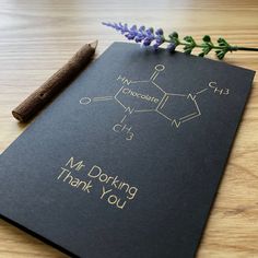 a thank card with the words mr dating thank you written on it next to a purple flower