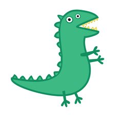 a cartoon green dinosaur with sharp teeth