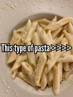 pasta in a white bowl with the words this type of pasta