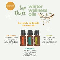 Welcome to December! As we dive into this chilly month, let’s talk about some essential oils that are must-haves for winter wellness. We all know winter can bring its fair share of sniffles and stuffiness, but with these oils, you’ll be ready to tackle the season.  On Guard:  A few drops in your diffuser will create a warm, inviting aroma, perfect for cold nights. You can also take it internally by adding 2-3 drops to an empty veggie capsule.  Eucalyptus: Use in a steamy shower or diffuser for a refreshing boost that prepares you to tackle winter challenges!  Thyme: A drop in your diffuser creates a cozy atmosphere, helping you feel grounded amidst the holiday hustle.  How do you like to use your oils in the winter? Share your tips below! Welcome To December, Winter Wellness, Wild Orange, Be Ready, Drop In, Health Coach, Thyme, Immune System