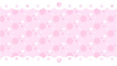 a pink and white background with lots of hearts on the bottom, as well as small dots