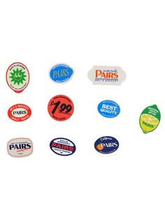 several different types of stickers on a white background with the words paris written below them