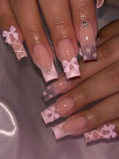 Pink  Collar  ABS Colorblock,Plants Bare Nails Embellished   Nail,Hand & Foot Care Bow Nail Designs, Gentle Style, Mode Rose, Really Cute Nails