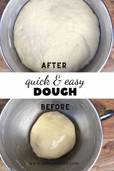 two images showing how to make quick and easy dough