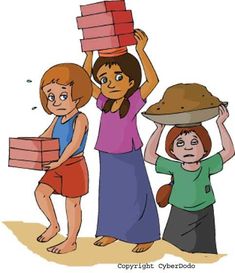 three women carrying boxes on their heads and one holding a tray with food on it