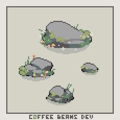 an image of some type of pixel art with text that reads coffee beans dew on it