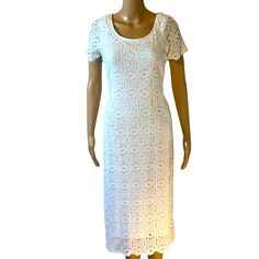 White Dressbarn Lace Knit Dress Us Womens Size Large Color: White Condition: Nwt Lined: Yes Ships Same Day If Ordered By 5pm Est! Thanks For Shopping With Us! White Stretch Crochet Dress For Spring, White Open Knit Dress For Spring, Elegant Pointelle Knit Crochet Dress For Vacation, Fitted Open Knit Midi Dress For Spring, Fitted White Crochet Dress For Daywear, White Fitted Crochet Dress For Daywear, Casual White Crochet Dress With Open Knit, White Knit Midi Dress For Summer, Elegant Fitted Crochet Dress For Daywear