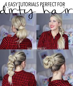 4 Hairstyles for Dirty Hair - Twist Me Pretty Media Cola, Nurse Hairstyles, Morning Hair, Second Day Hairstyles, Stylish Hair, Hair Dos, Gorgeous Hair