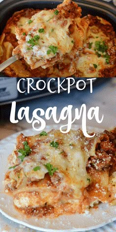 crockpot lasagna is an easy and delicious dinner that's ready in under 30 minutes