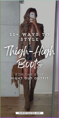 Find the perfect outfit to pair with thigh-high boots for a stylish night out. From sleek dresses to trendy skirts, these outfit ideas will help you make the most of your thigh-high boots and create a look that’s both chic and striking.	thigh-high boots outfit ideas | what to wear with thigh-high boots | night out thigh-high boots outfits | stylish thigh-high boots looks | thigh-high boots fashion tips | thigh-high boots night wear | trendy thigh-high boots outfits | chic thigh-high boots styles | how to style thigh-high boots | thigh-high boots and dresses | thigh-high boots night fashion | fashionable thigh-high boots | night out shoe ideas | thigh-high boots wardrobe | trendy night out outfits Fall Outfits With Long Black Boots, Style With Long Boots, Outfits For Thigh High Boots, Leggings With Tall Boots Outfit, Knee High Black Boots Outfit Casual, How To Wear Over The Knee Boots, How To Style Thigh High Boots, Thigh High Boots And Dress, Tall Western Boots Outfit