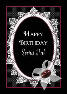 Birthday, Secret Pal, Victorian Flare with Lace, Ribbon & Gem on Black card Secret Pal, Black Card, Lace Ribbon, Card Card, Diy Cards, Greeting Cards, Ribbon, Gems, Lace