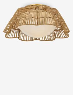 an image of a light fixture made out of wicker and bamboo sticks on a white background