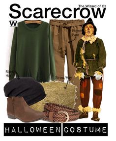 an image of halloween costume with scarecrows on the front and back, including brown pants