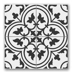 a black and white tile design