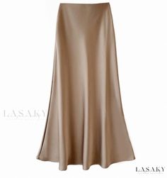 Lasaky - Ice Silk Satin Mermaid Slimming Vintage Mid-Calf Skirt with Flowy Hem and Hip-Hugging Fit Natural Dresses, High Waist Long Skirt, Skirt Elegant, Office Skirt, Women Skirt, Winter Fabric, Long Skirts For Women, Satin Midi Skirt, Moda Plus