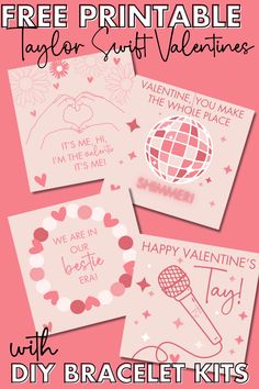 free printable valentine's day cards for kids to make with the diy braclet kits