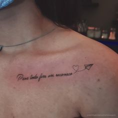 a woman's chest with a message written in cursive writing on it