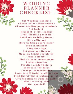 Simple Wedding Checklist Planner Red