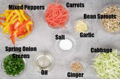 the ingredients for this salad include carrots, celery, onions and peppers