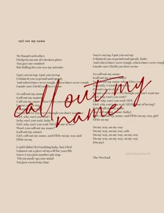 the words call out my name in red ink