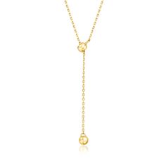 Ross-Simons - 10kt Yellow Gold Lariat-Style Necklace. Canaria fine jewelry. Perfect for everyday wear, these genuine 10kt gold wardrobe essentials are fashionable, fun and designed to last a lifetime. Strong and durable, our collection of gold classics is always a great value. This handcrafted 10kt yellow gold cable-chain necklace features a sliding mechanism that can be adjusted to create different drop lengths, like a lariat. 10kt yellow gold lariat-style necklace. Classic Gold Lariat Necklace With Clavicle Chain, Minimalist 14k Yellow Gold Lariat Necklace, Elegant Lariat Necklace, Tarnish Resistant, 14k Yellow Gold Adjustable Jewelry, 14k Yellow Gold Jewelry With Adjustable Length, Elegant Tarnish Resistant Lariat Necklaces, Yellow Gold 14k Jewelry With Adjustable Length, Elegant Tarnish Resistant Lariat Necklace, Dainty 14k Gold Lariat Necklace With Dangle