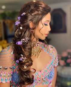 Flower Hairstyles, Wedding Bridal Makeup, Bridal Hairdo, Bridal Braids, Hairdo Wedding, Hair Flow, Hair Extensions Best, Lavender Hair