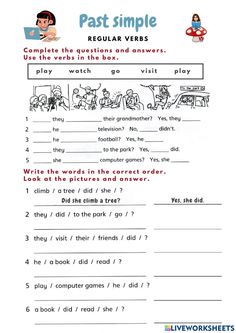 the past simple worksheet for children to practice reading and writing their own words