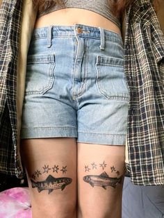 #fish #fishtattoo #fishcore #tattoo #funky #funkytattoo Cobia Fish Tattoo, Text Knee Tattoo, Thigh Tattoos Inspiration, Trippy Fish Tattoo, Water Tattoo Filler, 1900s Tattoos, Freshwater Fish Tattoo, Cutthroat Trout Tattoo, Medium Hip Tattoo