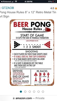 the beer pong game is being displayed on an iphone screen, with instructions for how to use it