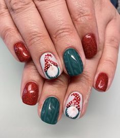 Gnome Nails, Nails Fancy, Accent Nail Designs, Girls Nail Designs, Cute Nail Colors, Nails Classy