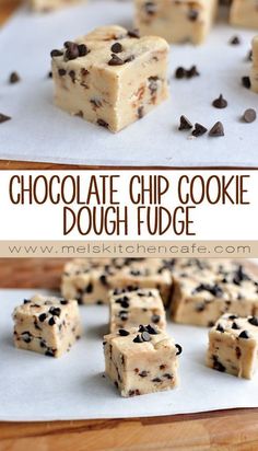 chocolate chip cookie dough fudge cut into squares