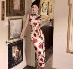 Red flower china dresses sleeveless cheongsam dress Sleeveless Cheongsam, China Dress, Cheongsam Dress, Red Flower, Cheongsam, Dress Clothes For Women, Red Flowers, Everyday Life, Hong Kong