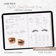 Digital lash tech client record book for your beauty business. Keep track of your clients' information quickly and effortlessly with this client record planner, explicitly created for lash technicians. ⚡️Compatible with GoodNotes, Notability, and other apps supporting PDF files and hyperlinks. ⚡️A PDF file is included with 1380 hyperlinked pages. Note! This is a digital file meaning no physical copy will be sent. Important: - No refunds, no cancellations, no exchanges - This is a DIGITAL FILE me Lash Tech Client Gifts, Lash Tech Essentials List, Lash Tech Vision Board, Lash Tech Supplies Checklist, Lash Kit For Clients, Lash Tech Planner, Lashes Client Record, Lash Client Record Form, Lash Tech Templates