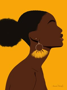 Yellow Background Painting, Contrast Art, Black Art Painting, Afro Puff, Illustration Art Girl, Girls Wall Art, Black Artwork, Arte Inspo, Black Love Art