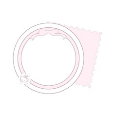 a drawing of a pink ring with a cat on it's side and a white background