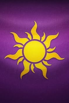 the flag of the state of arizona is shown in yellow and purple colors on a black background