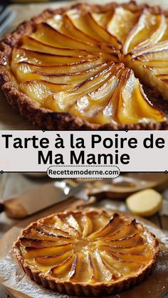 tarte a la poiree de mammaine on a wooden cutting board