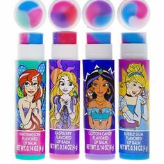 Nwt! Comes With A Tin Mini Lunch Box Disney Princess Lip Gloss, Bubble Gum Flavor, Lip Balm Set, Lip Gloss Colors, Flavored Lip Balm, Disney Aladdin, Disney Accessories, Lip Balm Gloss, Tin Boxes