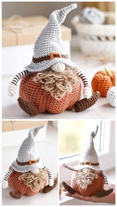 Amigurumi Gnome Free Pattern - Free Amigurumi Gnome Free Pattern, Crochet Gnomes Pattern Free, Crochet Gnomes, Ghosts And Pumpkins, Crochet Ghost, Dog Sweater Crochet Pattern, Baby Afghan Crochet Patterns, Crochet Gnome