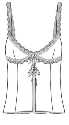 a drawing of a bra with lace on the front and back, in white color