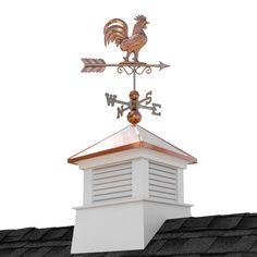 Since 1982, Good Directions cupolas have been the perfect complement to your home. Our expertly crafted, made to order, Manchester louvered cupola features roof molding and reinforced interior supports for added strength. It's made to order in the USA from durable, maintenance–free Royal Brand PVC–vinyl, constructed with precision using a CNC Router for accuracy and a lifetime of enjoyment. The Manchester features a 16–ounce, 24 gauge copper, hip style roof that adds an architectural element of beauty and lasting value to your home. Our cupolas arrive in 3 sections for easy installation and are weathervane ready with a built–in internal mounting bracket. Adding a distinctive finishing touch, your cupola is paired with our pure copper Bantam Rooster Weathervane. We’ve taken the guess work o Carpenter Bee Trap, Bee Traps, Copper Roof, Weather Vanes, Red Rooster, Aluminum Roof, Hip Style, Pvc Vinyl, Cnc Router