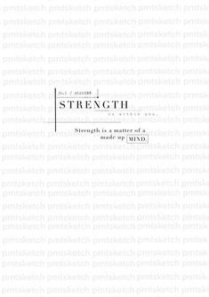 the cover of strength, which is written in black and white on a white background