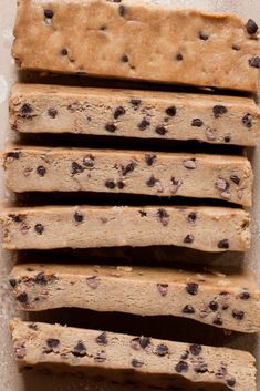 chocolate chip cookie bars stacked on top of each other